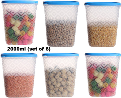 Loknath Plastic Grocery Container  - 2000 ml(Pack of 6, Blue)