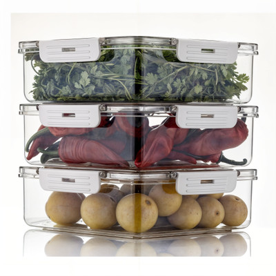 NEXTVIEW Plastic Fridge Container  - 2000 ml(Pack of 3, White)