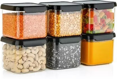 Ashirvad Plastic Grocery Container  - 500 ml(Pack of 6, Black)
