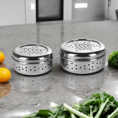DAZVI Steel Utility Container  - 650 ml, 400 ml(Pack of 2, Silver)