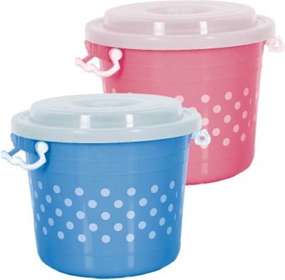 Heart Home Plastic Grocery Container  - 16 L(Pack of 2, Pink, Blue)