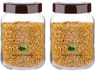 Sand Dune Glass Grocery Container  - 750 ml(Pack of 2, Brown)