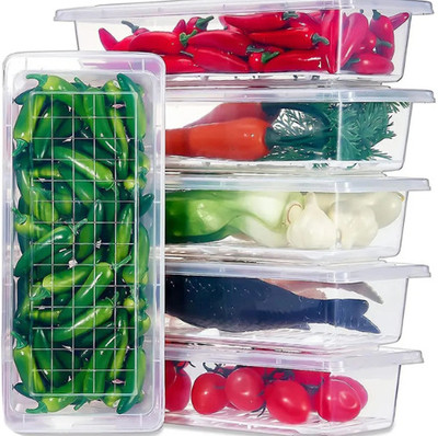 BUYMORE Plastic Fridge Container  - 1500 ml(Pack of 6, White)