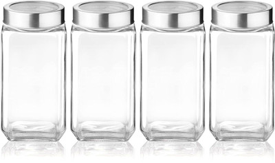Kalsigate Glass Utility Container  - 1000 ml(Pack of 4, Clear)
