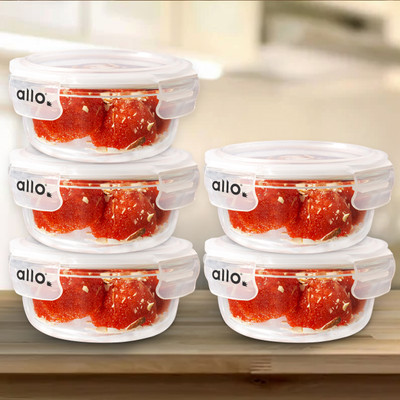 Allo Glass Fridge Container  - 400 ml(Pack of 5, Clear)