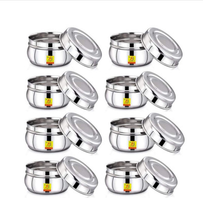 Ambit Steel Grocery Container  - 200 ml(Pack of 8, Silver)