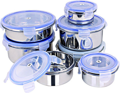 Rema Steel Utility Container  - 1000 ml(Pack of 7, Silver)