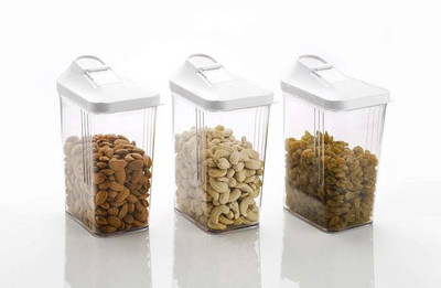 PLEXO Plastic Grocery Container  - 1700 ml(Pack of 3, Clear)