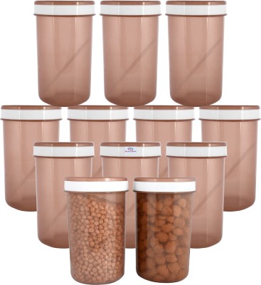 Heart Home Plastic Grocery Container  - 1500 ml(Pack of 12, Brown)