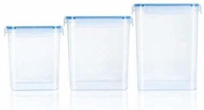 vristo Plastic Grocery Container  - 1000 ml, 1500 ml, 2500 ml(Pack of 3, Clear)