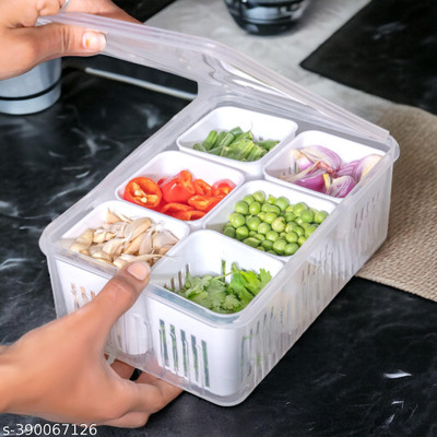 SANJU Plastic Fridge Container  - 2200 ml(White, Clear)