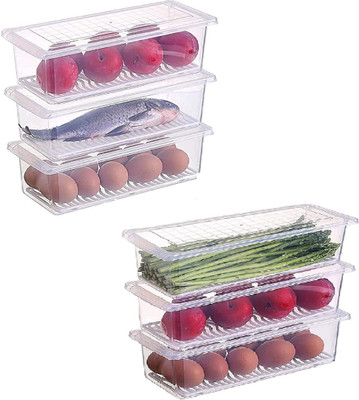 SEQUENCE Plastic Fridge Container  - 1500 ml(Pack of 6, Clear)
