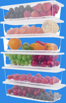KHISKOLI Plastic Fridge Container  - 1500 ml(Pack of 6, White)