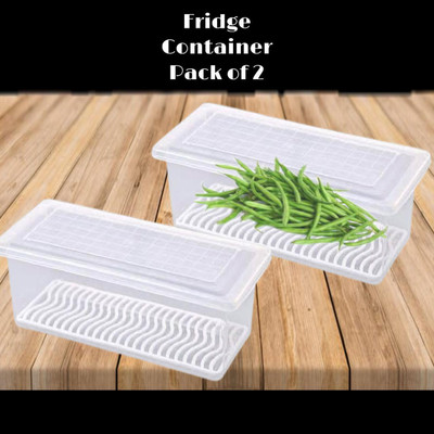 3D METRO SUPER STORE Plastic Fridge Container  - 1500 ml(Pack of 2, Clear)