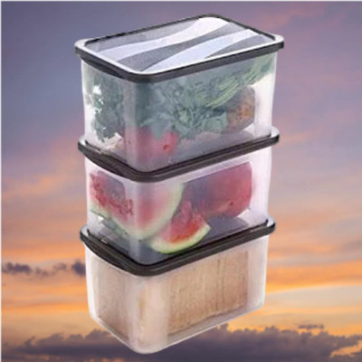 ADMONITION Plastic Bread Container  - 2000 ml(Pack of 3, Black, White)