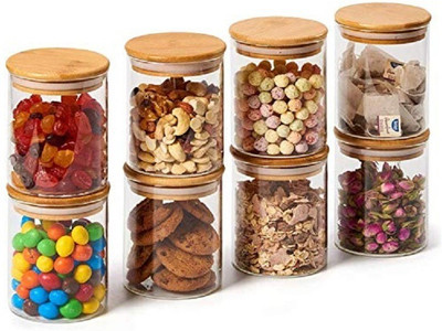 HISTOWX Glass Tea Coffee & Sugar Container  - 270 ml(Pack of 6, Clear)