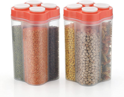 HASHONE Plastic Grocery Container  - 2500 ml(Pack of 2, Red)