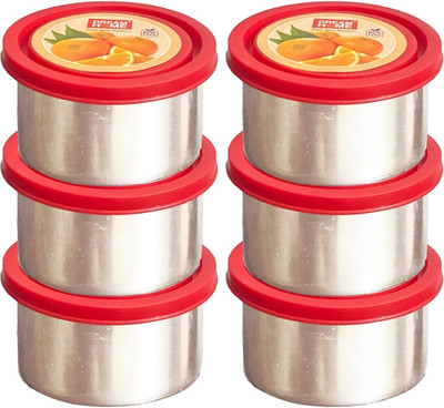 KitCorner Stainless Steel Utility Container  - 400 ml(Pack of 6, Red)