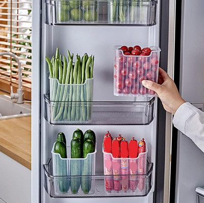 2Mech Plastic Fridge Container  - 1000 ml(Pack of 6, White)