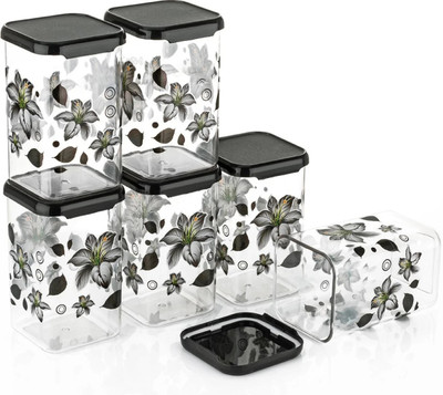 MAXIITOOLII Plastic Grocery Container  - 1100 ml(Pack of 6, Black)