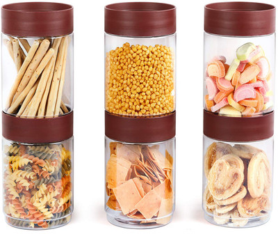 Randal Glass Grocery Container  - 2000 ml(Pack of 6, Maroon)