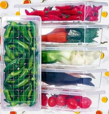 COZYBUYER Plastic Fridge Container  - 1500 ml(Pack of 6, White)