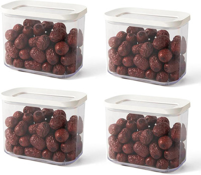 pepplo Plastic Grocery Container  - 1000 ml(Pack of 4, White)