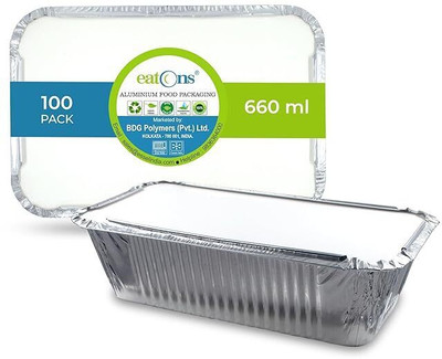 EATONS Aluminium Utility Container  - 660 ml(Pack of 100, Silver)
