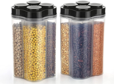 Sorath Plastic Grocery Container  - 2500 ml(Pack of 2, Black)