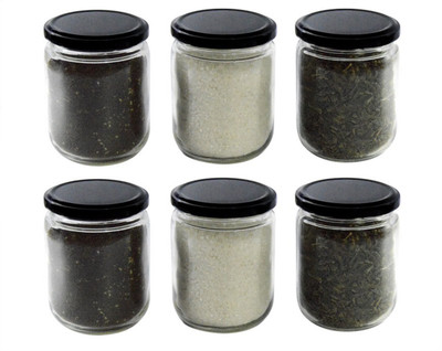 NAVPATH TRADERS Glass Grocery Container  - 300 ml(Pack of 6, White)