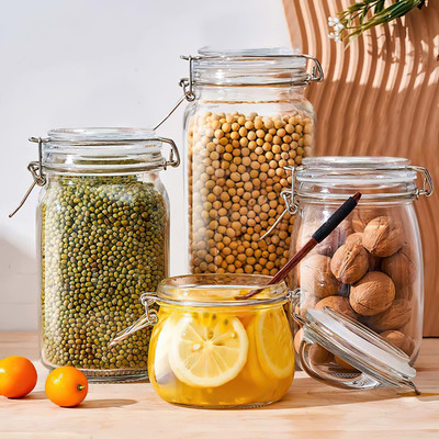 Star Work Glass Grocery Container  - 1500 ml(Pack of 3, Multicolor)