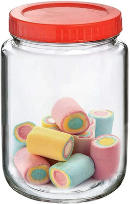 Glassbunny Glass Grocery Container  - 1000 ml(Red)