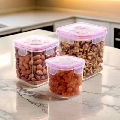 RAMESHWARENTERPRISE Plastic Cereal Dispenser  - 500 ml, 1000 ml, 1500 ml(Pack of 3, Multicolor)