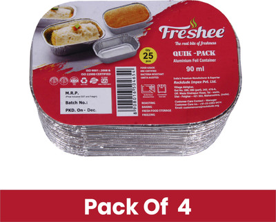 Freshee Aluminium Utility Container  - 90 ml(Pack of 4, Silver)