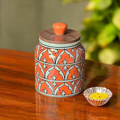 BACKKSPACE RETAIL Ceramic Tea Coffee & Sugar Container  - 480 ml(Orange)