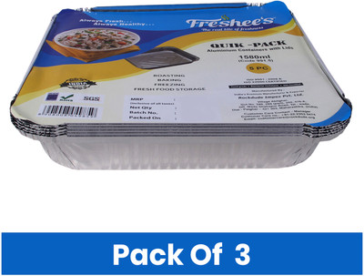 Freshee Aluminium Utility Container  - 1580 ml(Pack of 3, Silver)
