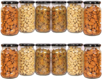 glosshine Glass Grocery Container  - 400 ml(Pack of 12, Clear)