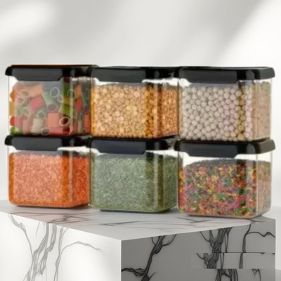 Charmpeak Plastic Grocery Container  - 500 ml(Pack of 6, Black)