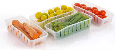 PMAKE Plastic Fridge Container  - 1500 ml(Pack of 4, White)
