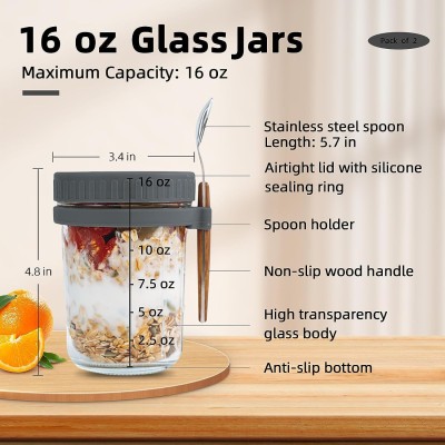 AshandRoh Glass Cereal Dispenser  - 350 ml(Grey)