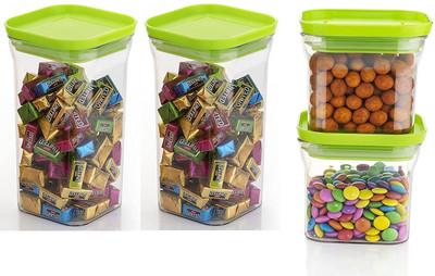 Analog Kitchenware Plastic Grocery Container  - 1100 ml, 550 ml(Pack of 4, Green)