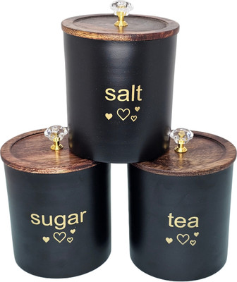 AAN DECOR Iron Utility Container  - 1000 ml(Pack of 3, Black)