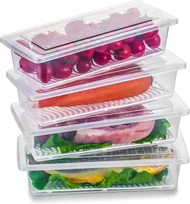 RABBITO Plastic Fridge Container  - 1500 ml(Pack of 4, White)