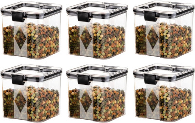 OM TRADER Plastic Grocery Container  - 700 ml(Pack of 6, Black, Clear)