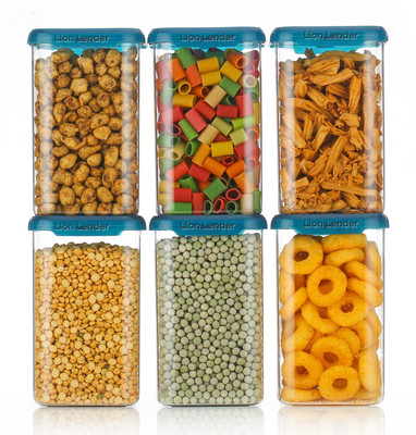 Lion Lender Plastic Grocery Container  - 1200 ml(Pack of 6, Clear)
