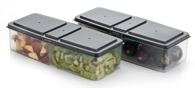 HASHFLOW Plastic Fridge Container  - 1700 ml(Pack of 2, Grey)