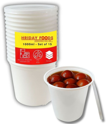 HRIDAY FOODS SERVING DIL SE Polypropylene Grocery Container  - 1000 ml(Pack of 25, White)