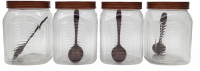 FLEXO Plastic Utility Container  - 1500 ml(Pack of 4, Transparent, Brown)