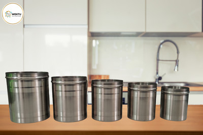 WEKTU Stainless Steel Grocery Container  - 1800 ml(Pack of 5, Silver)