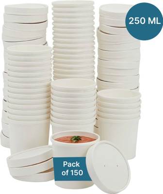Kaagat Paper Utility Container  - 250 ml(Pack of 150, White)